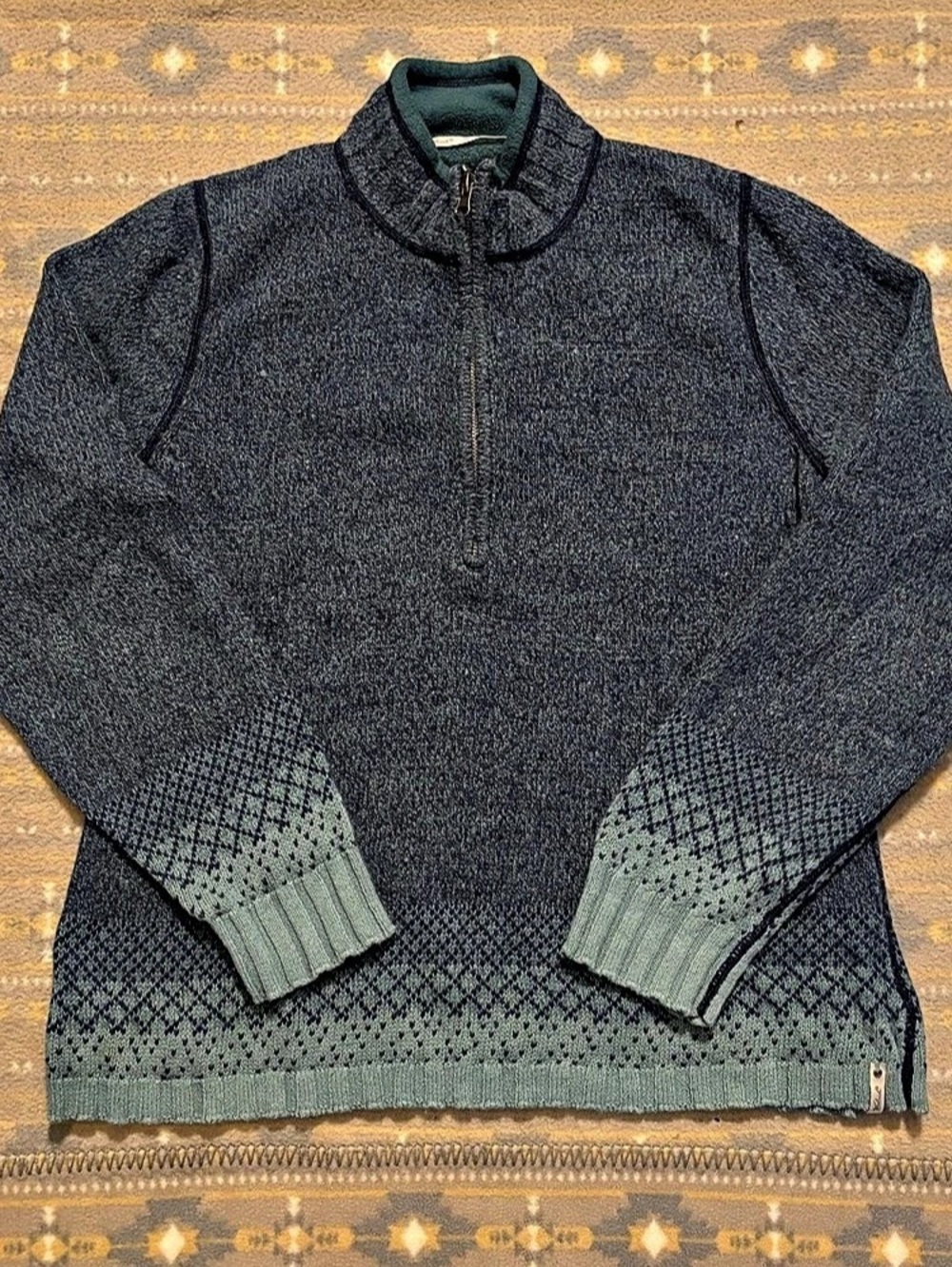 Woolrich Wool Blend Zip Front Vest in Black & Green Size Large
